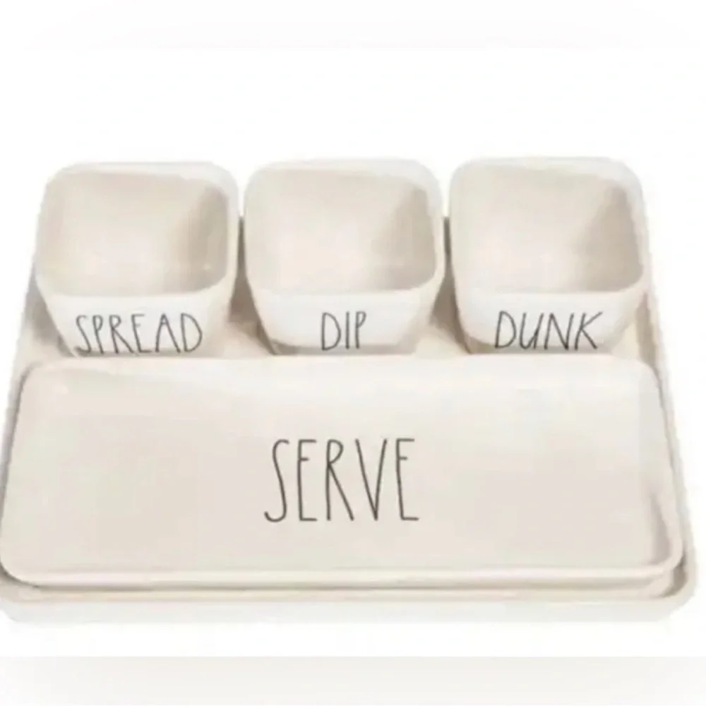 Rae Dunn 5 Piece Serving Set | Spread + Dip + Dunk + Serve | NEW Farmhouse Dip